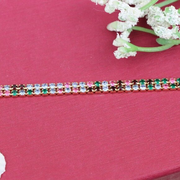 "Rainbow Zircon Tennis Bracelet in Rose Gold Finish, XPBL0808 - Picture 12 of 12